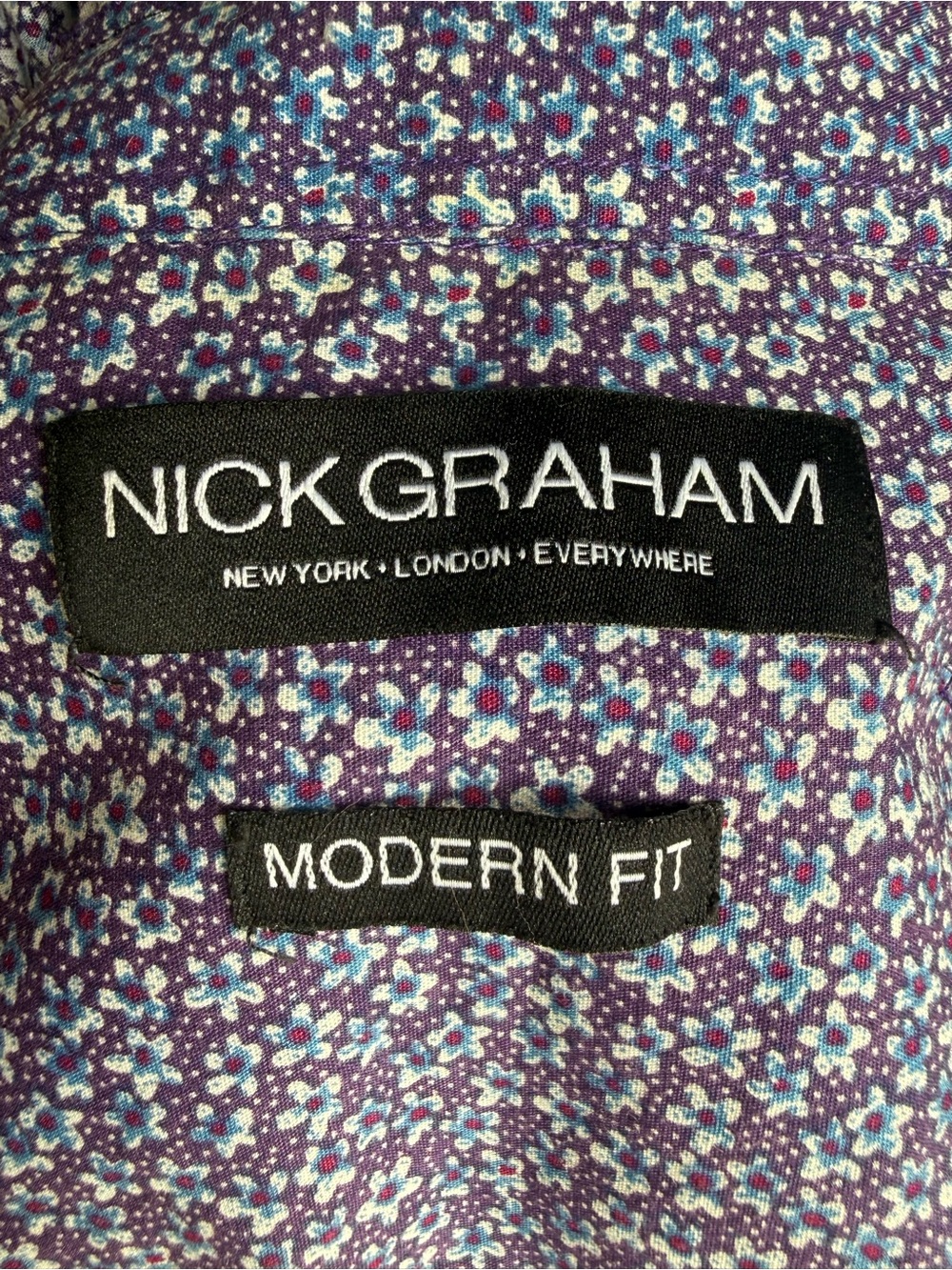 Upcycled Purple Floral Ruffle Collar Button-Down Nick Graham Shirt - Picture 6 of 7